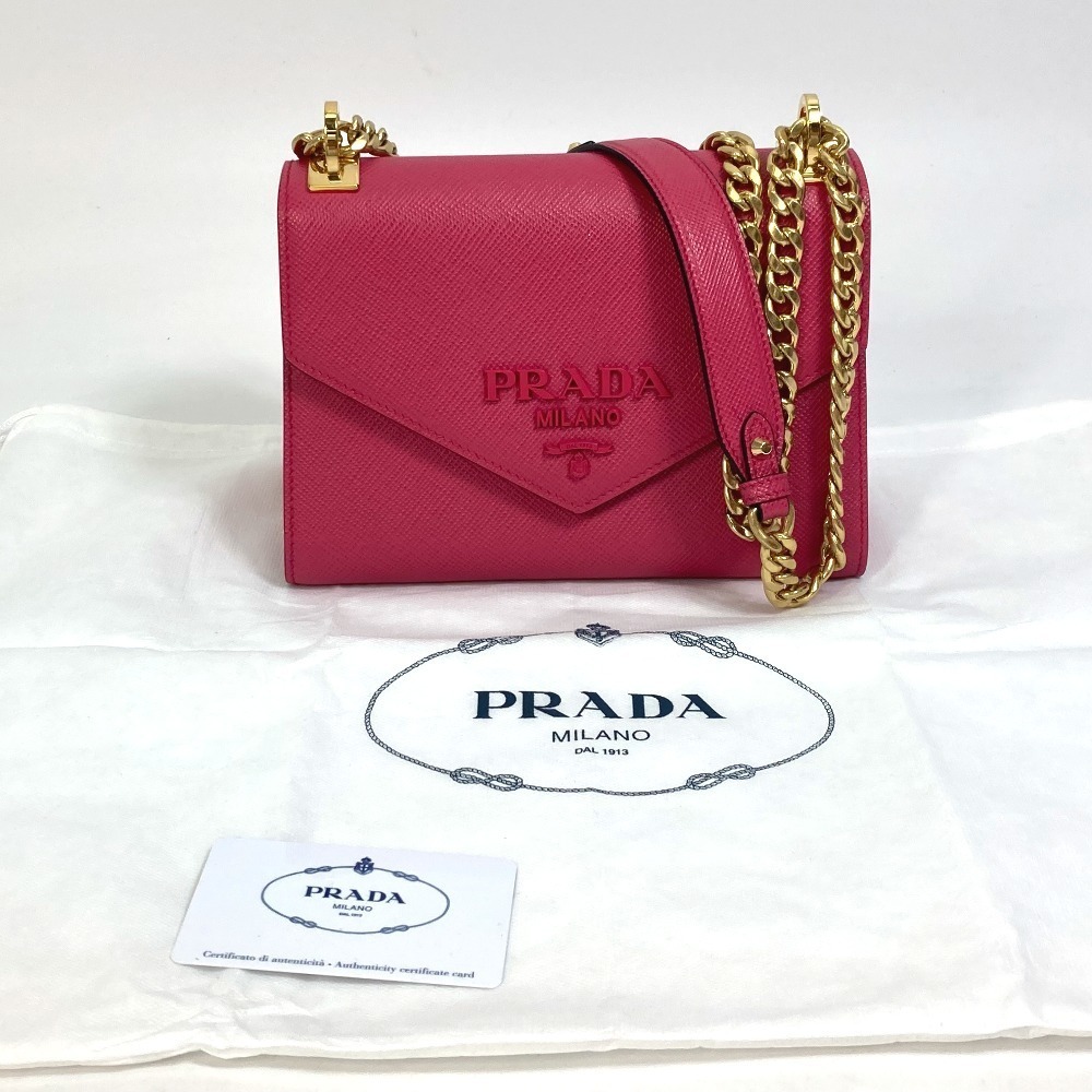 Prada crossbody Monochrome Chain Shoulder Bag Saffiano Pink